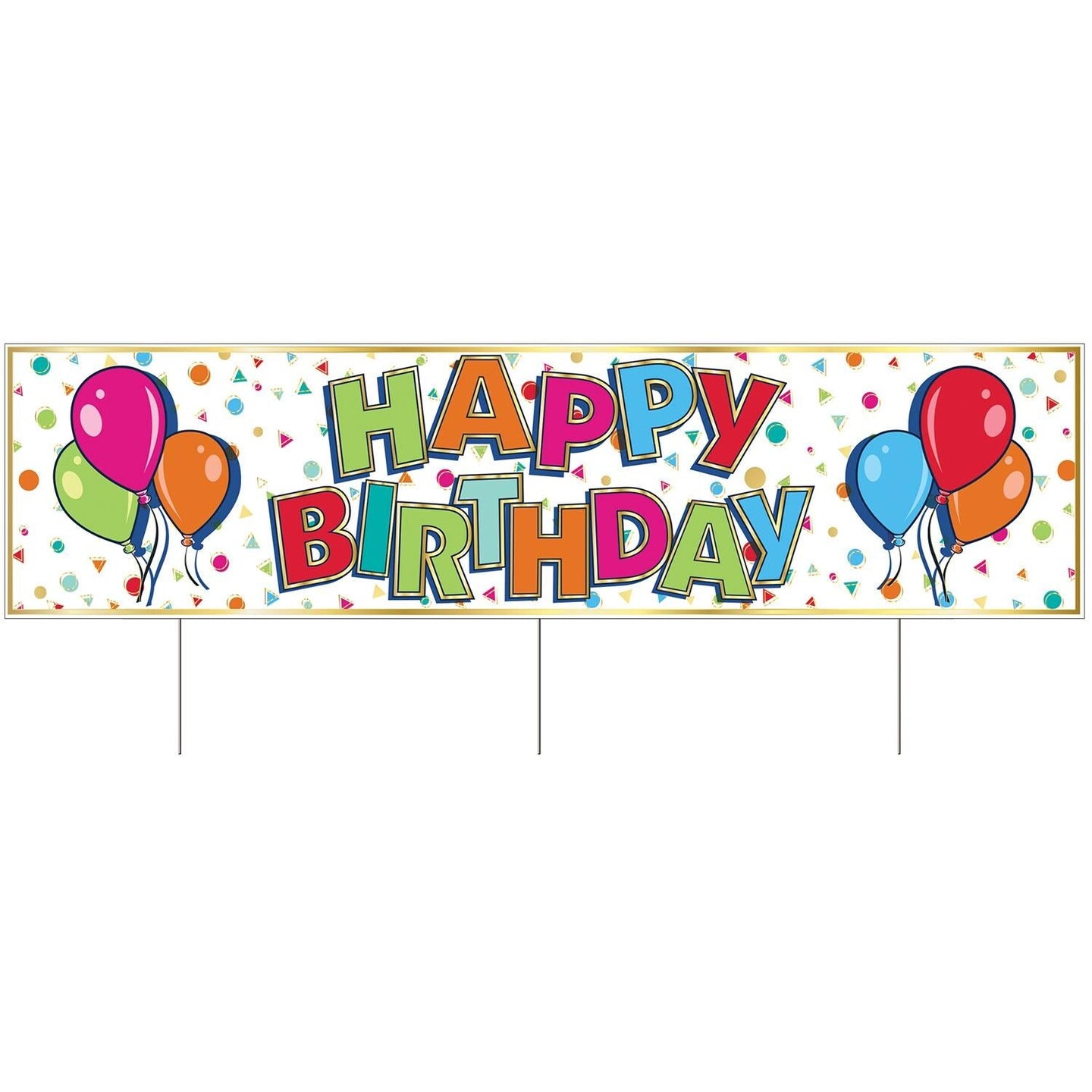 6 Pack Beistle Plastic Jumbo Happy Birthday Party Yard Sign- Multicolor