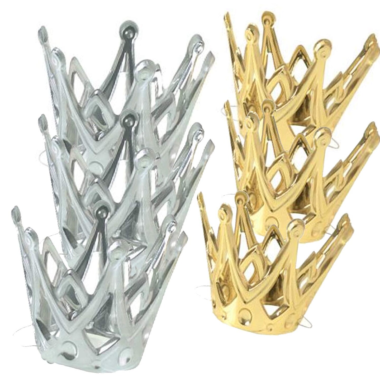 Miniature Crowns Metallic Silver &#x26; Gold 12 Units