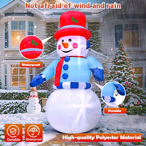 6 FT Christmas Inflatables Snowman Outdoor Yard Decorations Christmas Blow up Snow Man with LED Lights Red Hat Winter Outside Decor for Holiday Party Patio Garden Lawn Xmas Gifts
