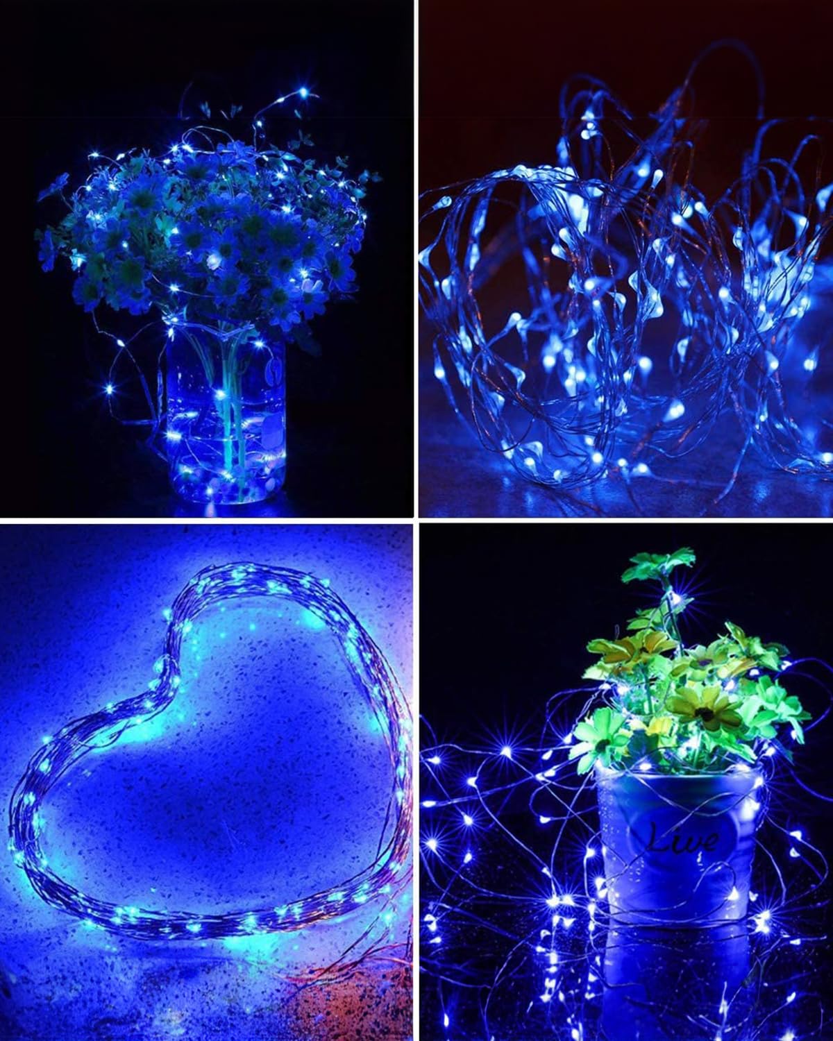 2 Pack Outdoor Solar String Lights, Total 80 FT 240 LED Solar Fairy Lights Outside Waterproof 8 Modes, Christmas Tree Light for Patio Garden Party Backyard Wedding Decor Blue