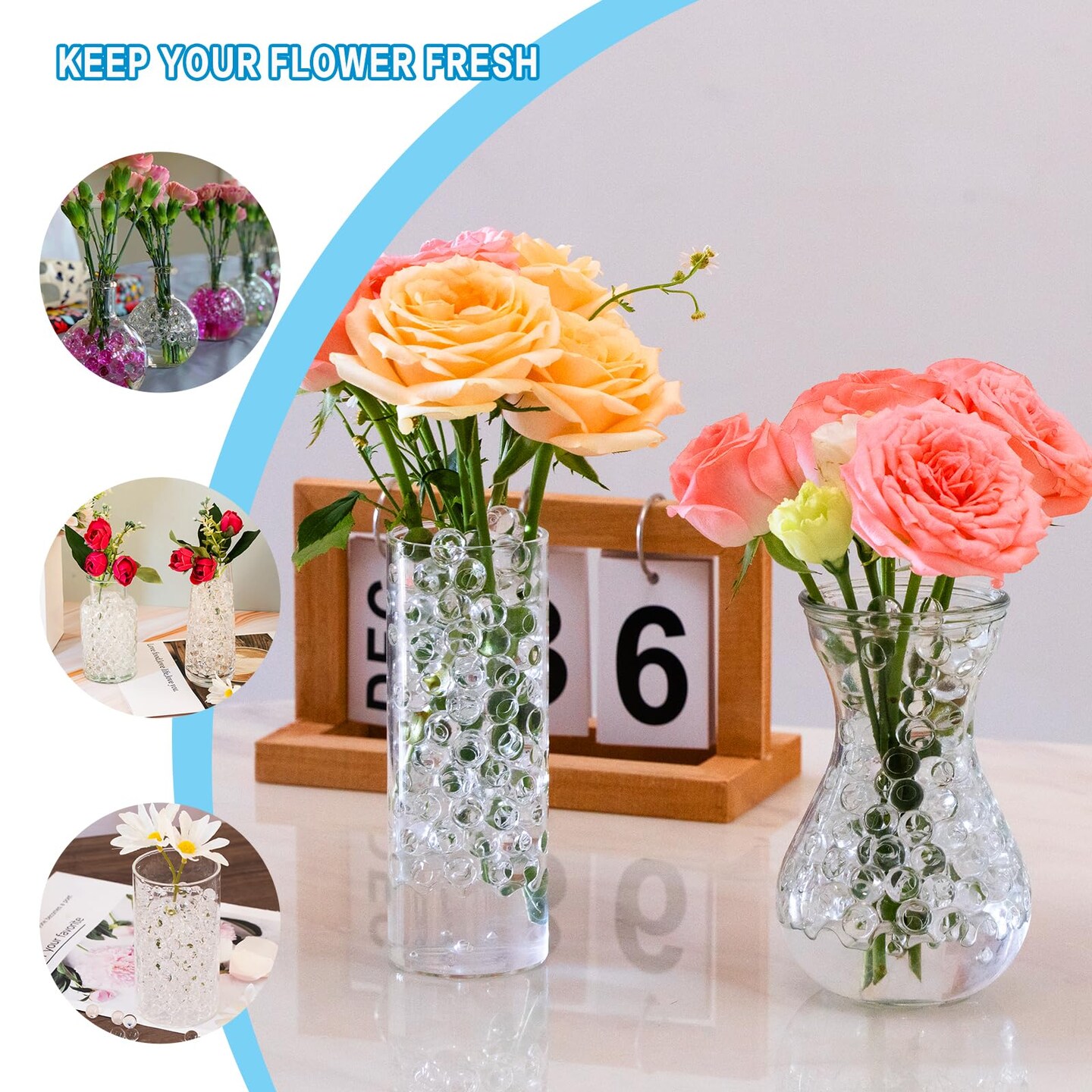 140,000 Clear Water Beads for Vases, Vase Filler Water Gel Beads, for Making Pearls Candles Centerpiece, Wedding Centerpiece, Floral Arrangement, Christmas Decoration