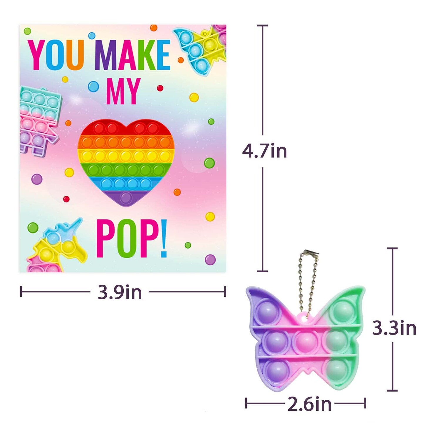 Valentines Day Gifts for Kids - 24 Valentines Cards with Pop Bubbles Bulk- Valentine Exchange for Girls Boys School Class Classroom Fidget Toys Party Favors