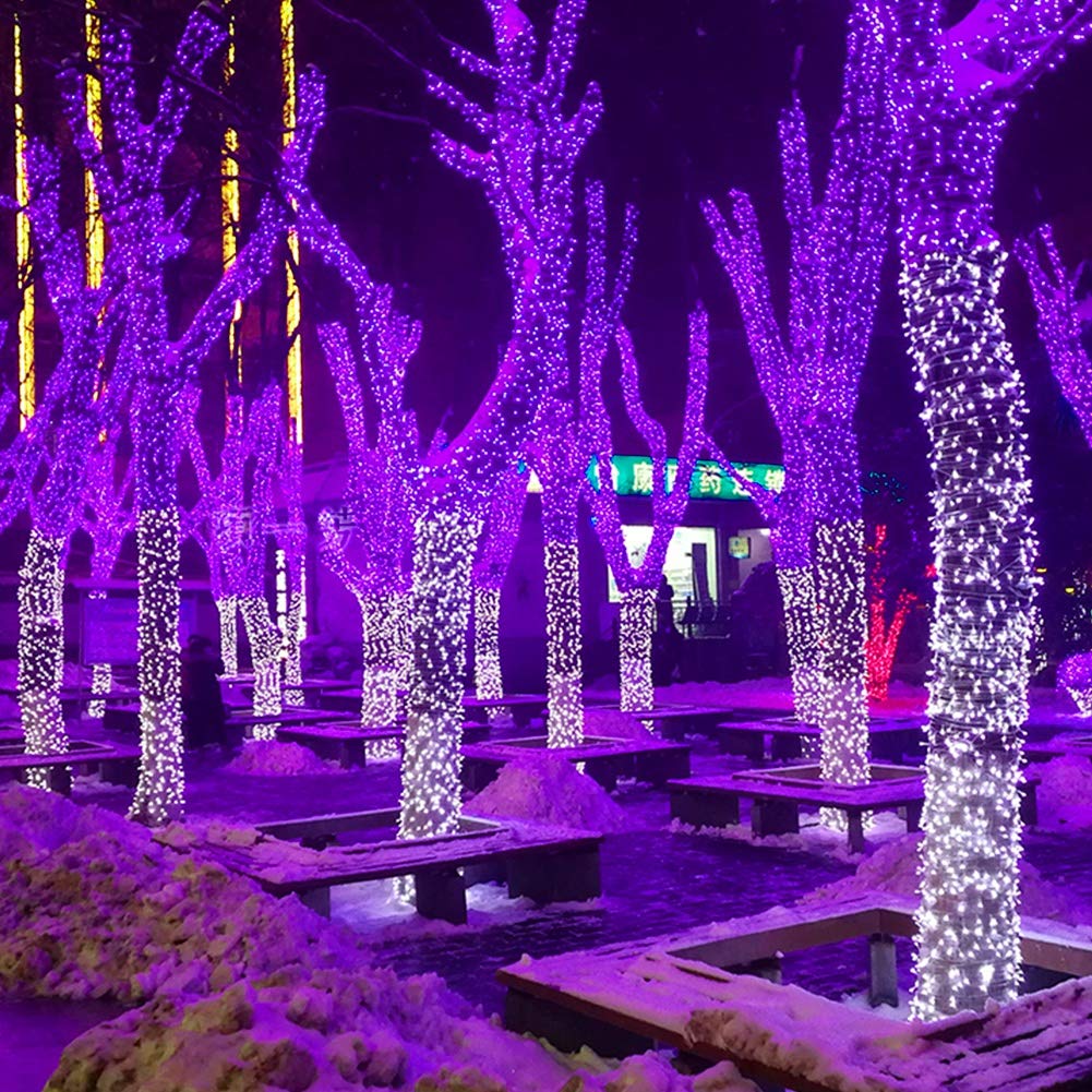 66ft Halloween Decorative Mini Lights, 200 LED Green Wire Fairy Starry String Lights Plug in, 8 Lighting Modes, for Indoor Outdoor Xmas Tree Wedding Party Decoration (Purple)