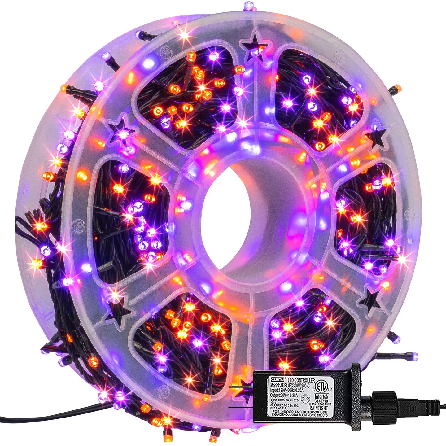 164FT 500 LED Halloween Lights, 8 Modes Waterproof Plug in String Lights for Halloween Indoor Outdoor Yard Party Wedding Garden Home Decorations (Purple &#x26; Orange)