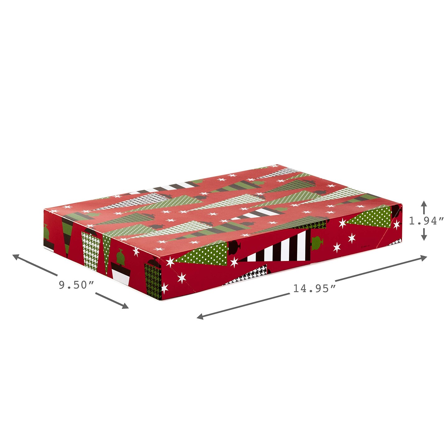 Medium Christmas Gift Boxes with Lids (12 Shirt Boxes, 4 Designs: Trees, Stripes, Snowmen, Holly) for Christmas, Holiday Parties, Hostess Gifts