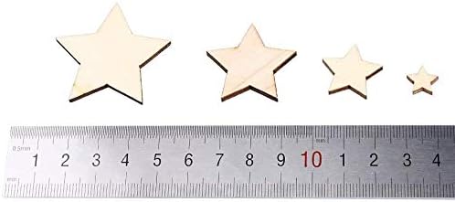 100 Pcs Unfinished Wooden Star Ornaments – Assorted Sizes Blank Wood Cutouts for Christmas, Wedding, Party & DIY Crafts