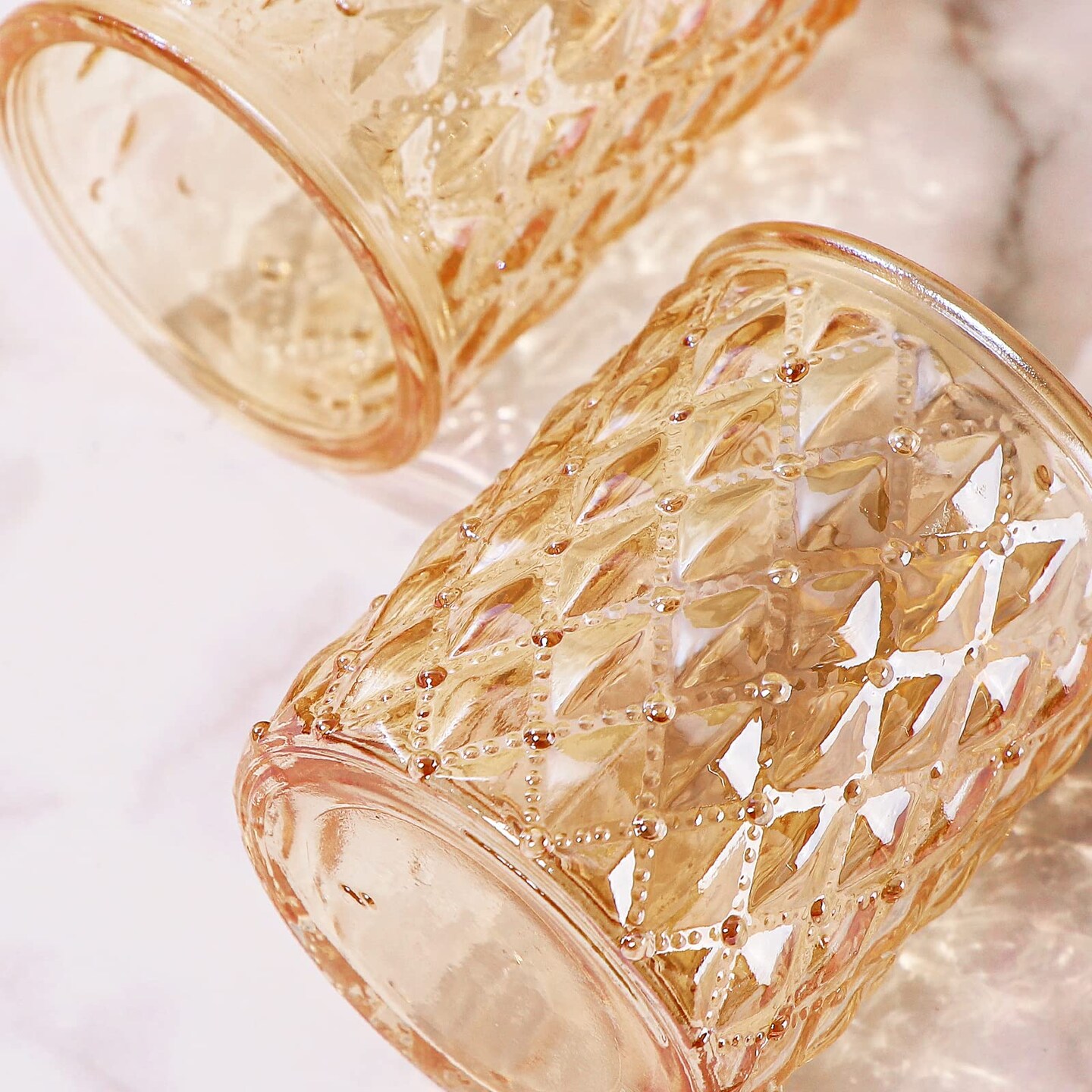 12pcs Gold Votive Candle Holders- Tealight Candle Holder for Table Centerpiece, Glass Candle Holder for Wedding Table Decor, Home Decor and Party Decor&#x26; Organizer Storage Tote Bag