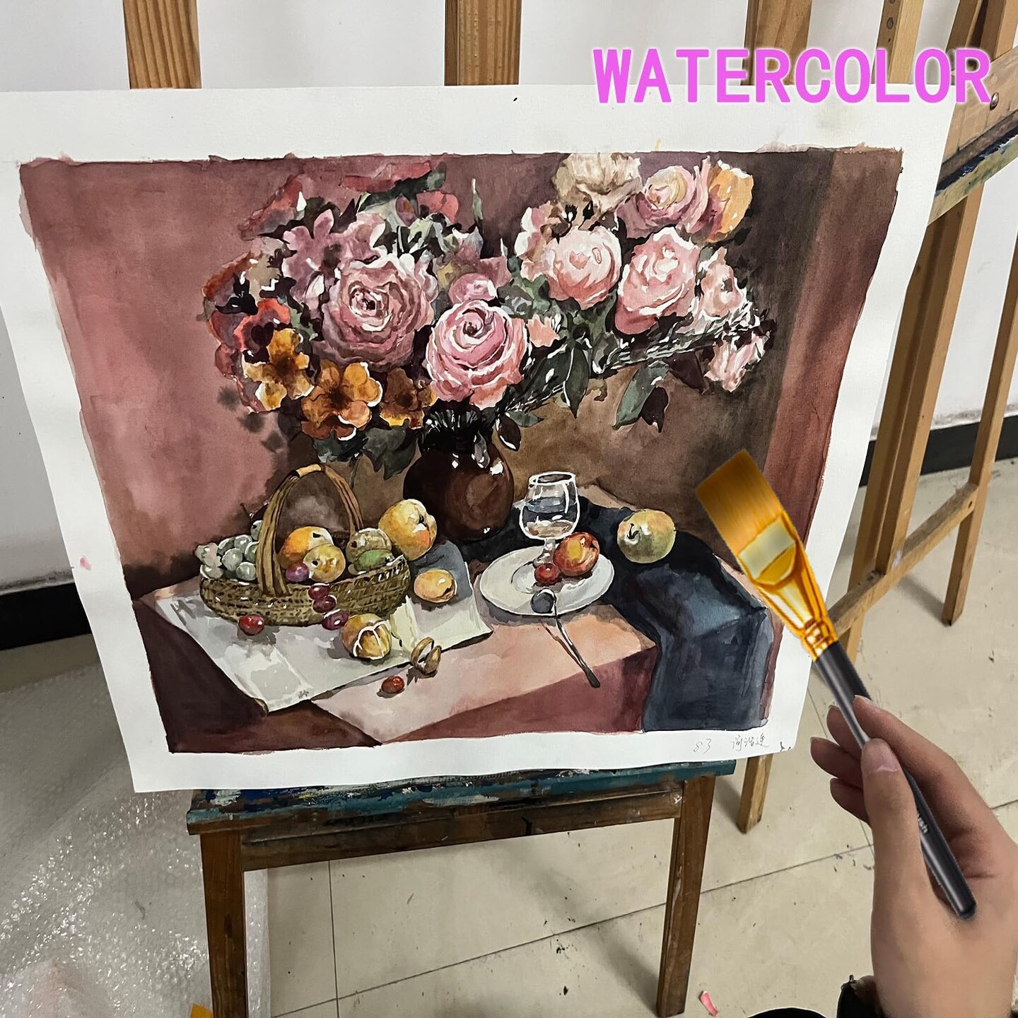 1 1/2 Inch Flat Paint Brushes 3Pcs - Large Acrylic, Oil & Watercolor Paint Brushes with Wooden Handle - Professional Artist Brush Set for Base Coating, Canvas, Crafts(3Pieces)