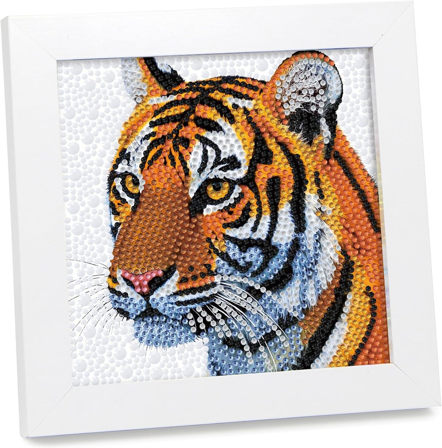 Diamond Art Kits for Kids Ages 8-12,6 Inch DIY Gem Art Painting with 7 Inch Frame, Complete Starter Kit for Beginners, Creative Arts & Crafts Gift for Girls & Boys (Tiger)