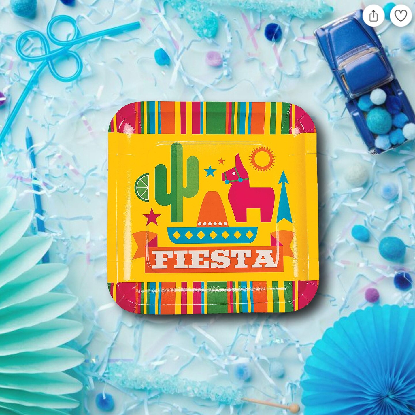 8 Count Sombrero Fiesta Party Paper Dinner Plates 9 Inch for Cinco de Mayo Celebration