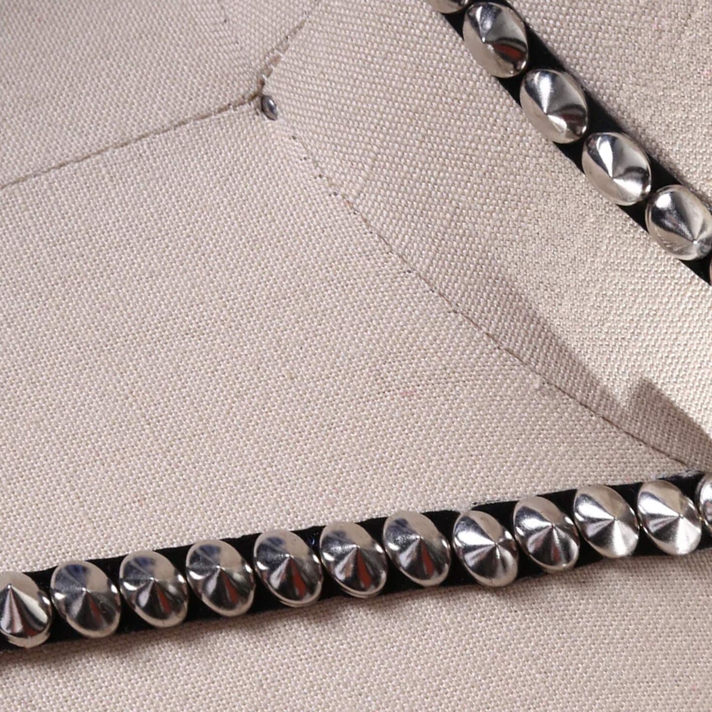 1 Yard Silver Iron On Spike Tape Trim 1/4 Inch on Black Velvet