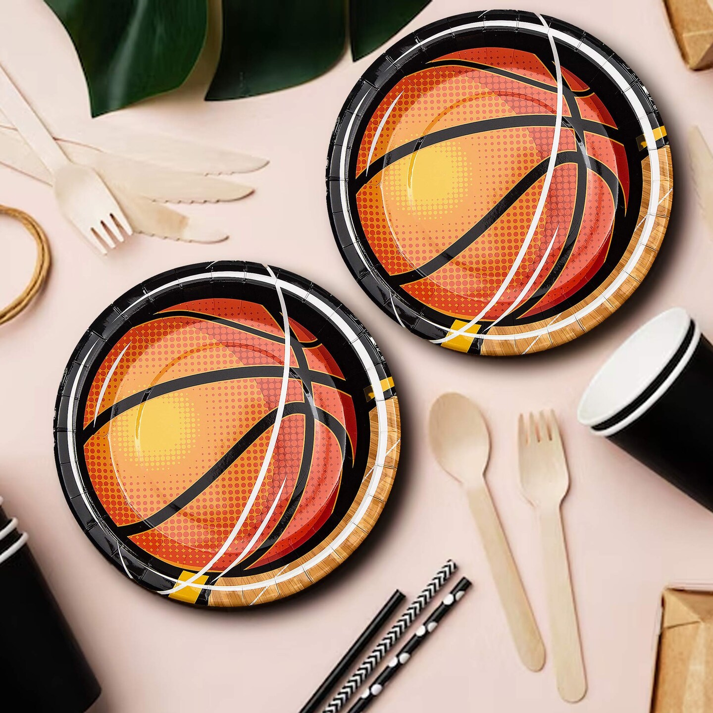 8 Count Basketball Paper Plates 9 1/4 Inch Sports Party Supplies