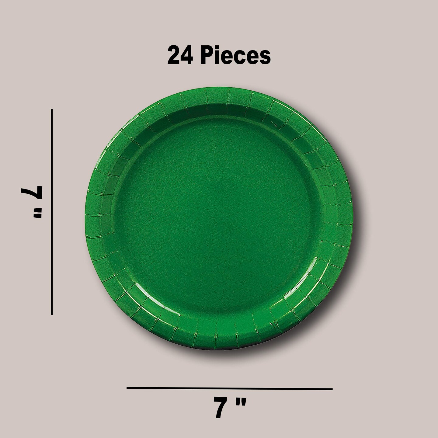 24 Count Green Color Round Paper Plates for Desserts and Events 7"