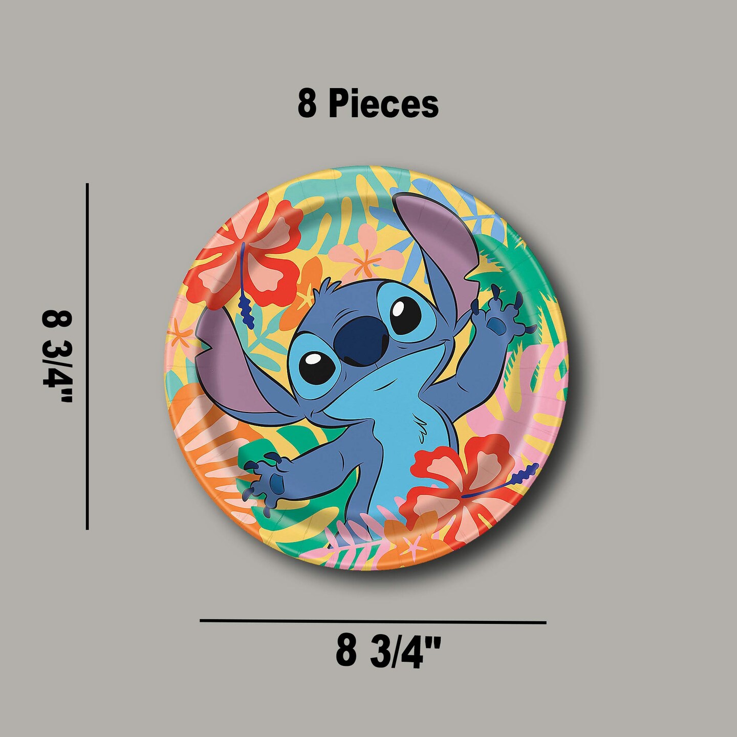 8 Count Lilo &#x26; Stitch Paper Plates 8 3/4 Inch Disney Luau Birthday Party Supplies