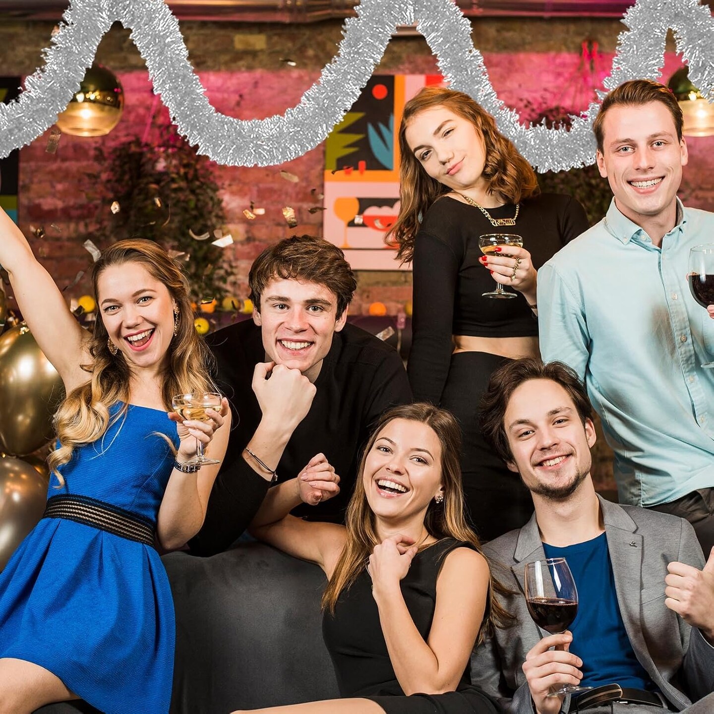 2in x 50ft - Silver Christmas Tinsel Garland Decorations(Silver)