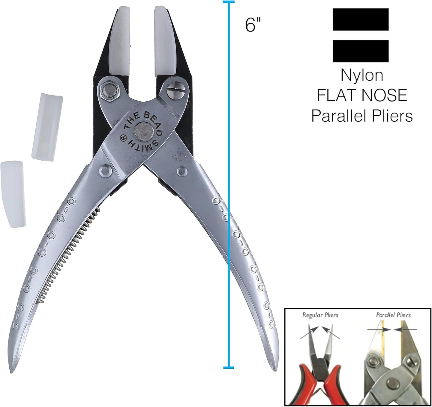 The Beadsmith Chain Nose Parallel Pliers with Spring, Flat Grip for Jewelry Making, Wirework & Repair