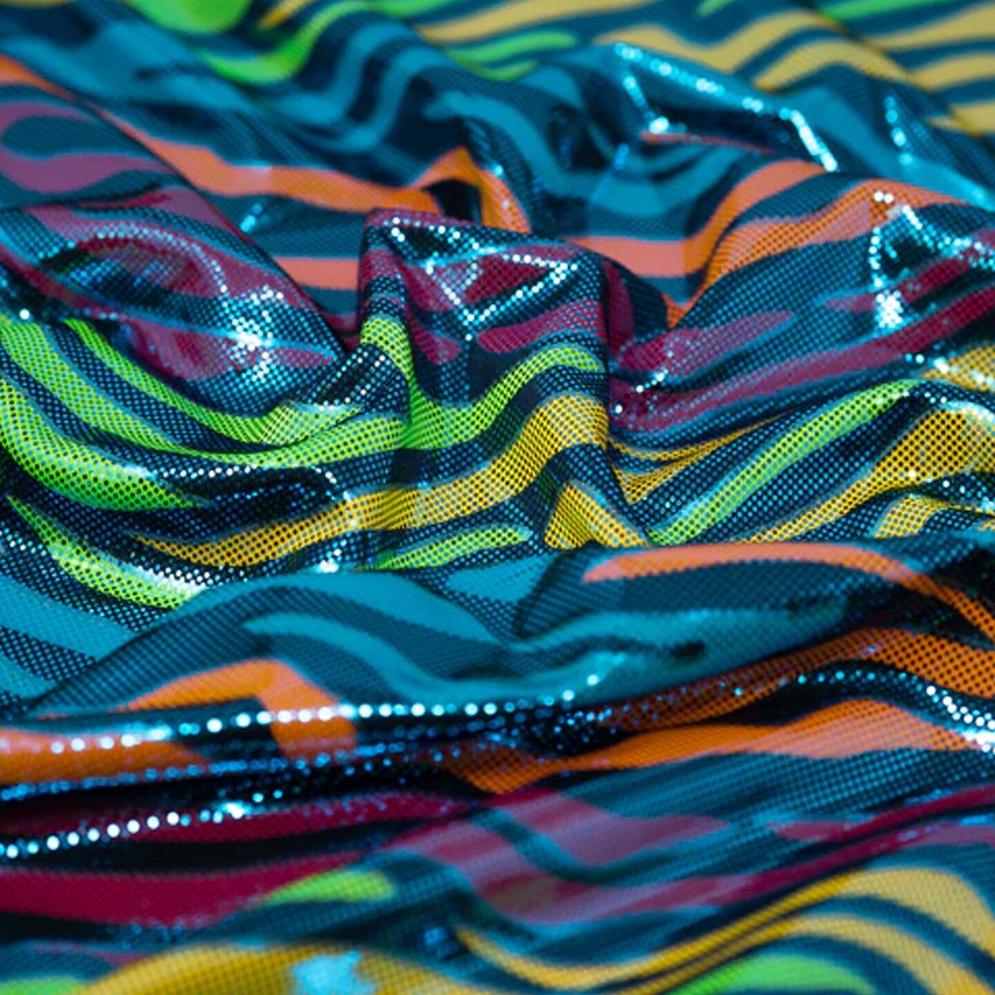 Fantastic Fever Foiled Spandex Fabric Content 82% Nylon 18% Spandex