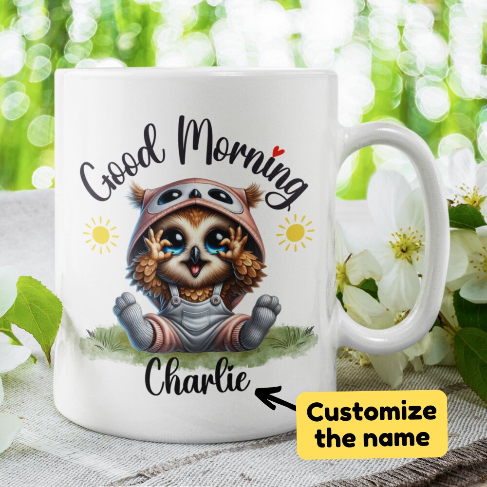 Custom Name Owl Mug – Personalized Ceramic Coffee Cup For Owl Lovers, 11oz Or 15oz, Gift Ready