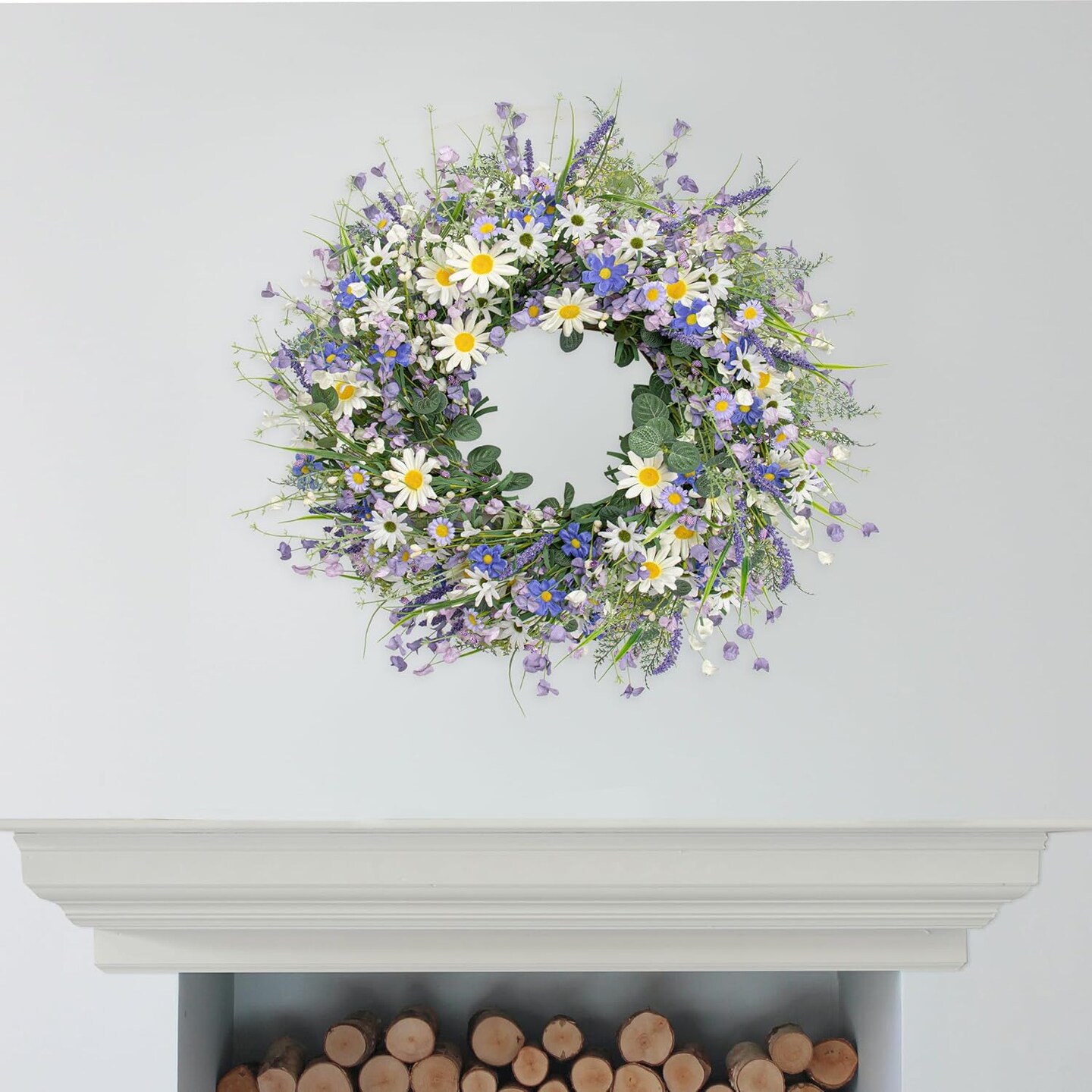 22&#x27;&#x27; Lavender Wreath for Front Door, Artificial Purple Spring Wreaths