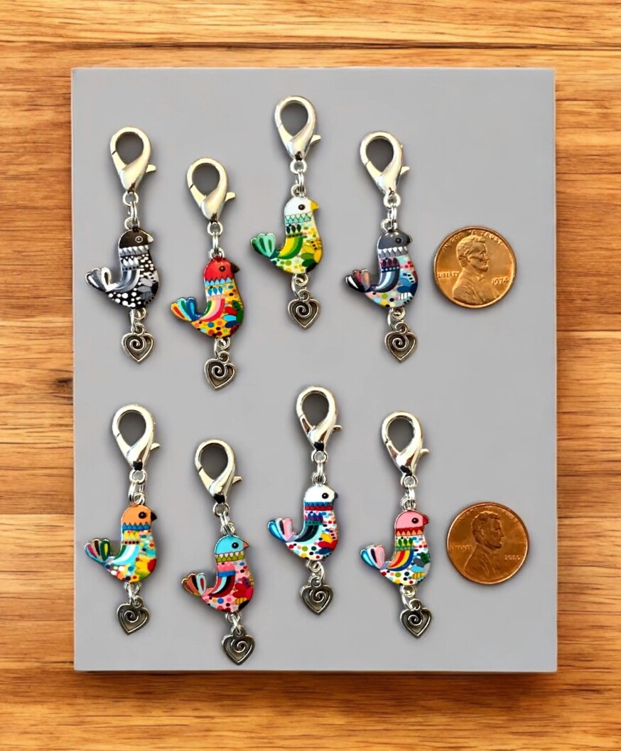 BoHo LOVE DOVE Enameled Double, Large Lobster Clasp Clip-on Charm