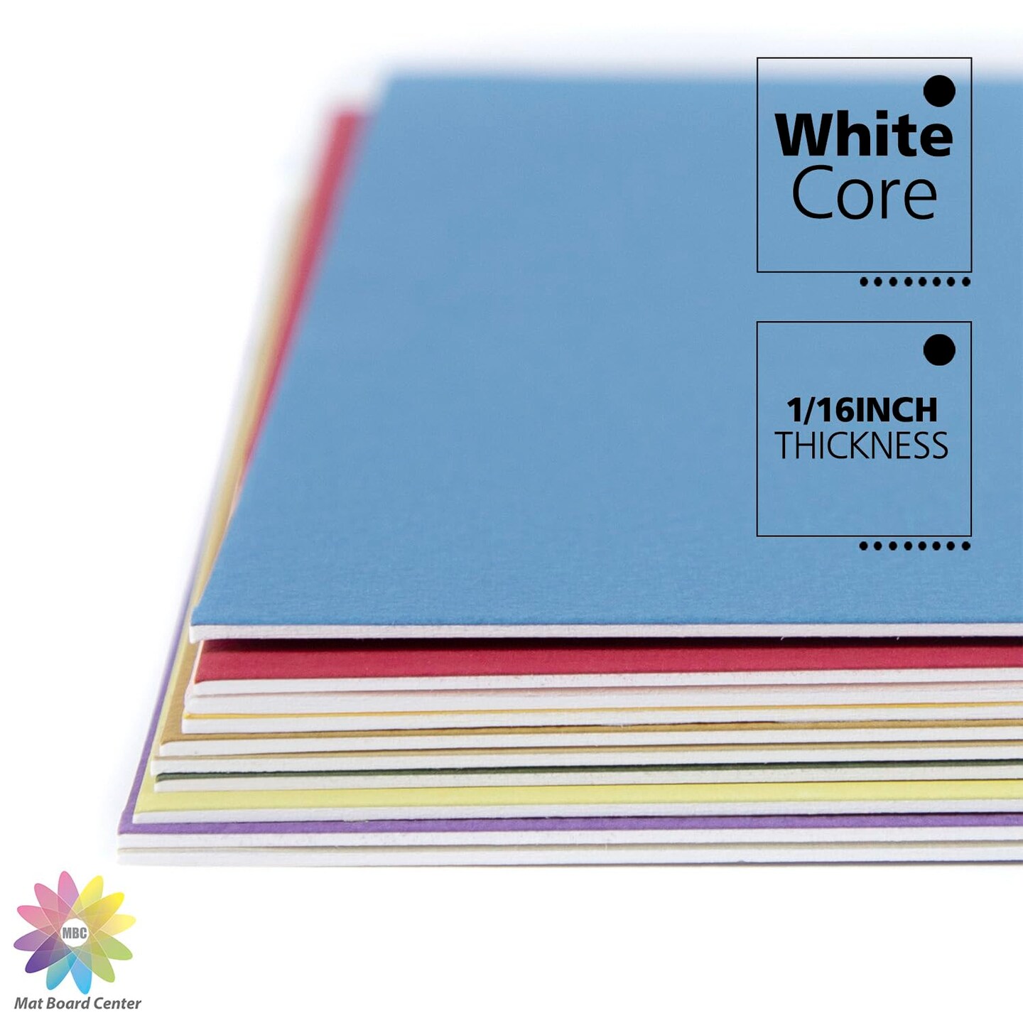 8x10 Uncut Mat Boards, Backing Boards for Crafts, Photos, Frames and More (Mixed Color, 20-Pack)