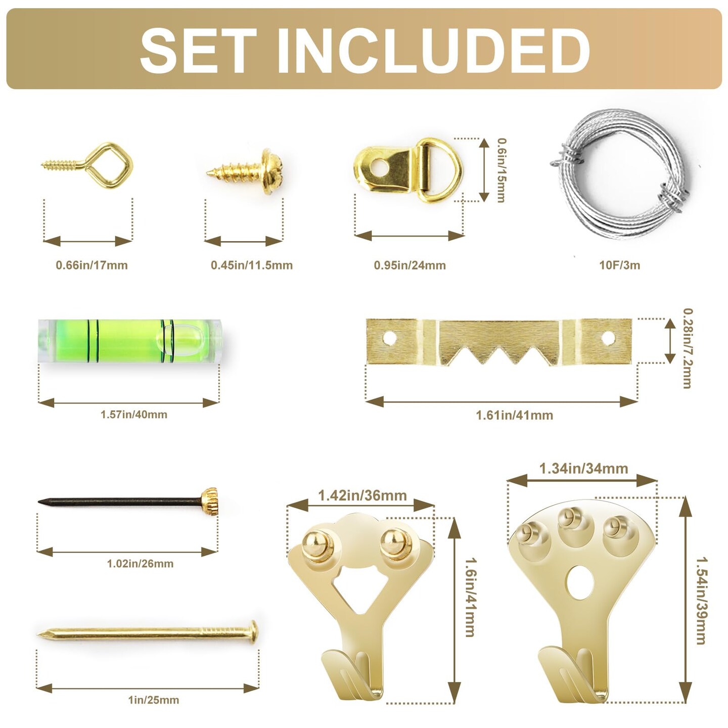 Picture Hanging Kit, 322 Pcs Picture Hangers, with 10-120lb Picture Hanging Hardware, Sawtooth Picture Hanging Assortment Kit, Screw Eyes, D Rings, Nails, Screws, Steel Wire,Picture Frame Hooks