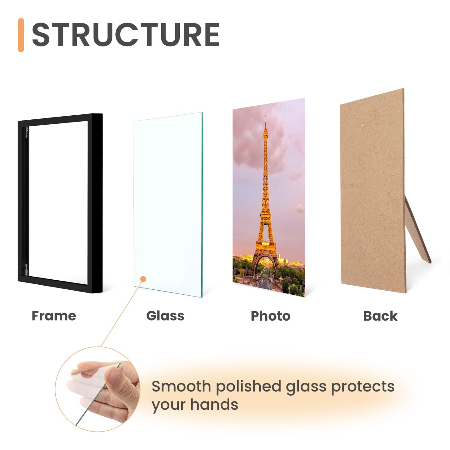 4x6 Picture Frame Set of 3, Made of High Definition Glass for 4 x 6, Wall and Tabletop Display Thin Border Photo Frames for Home Décor, Black