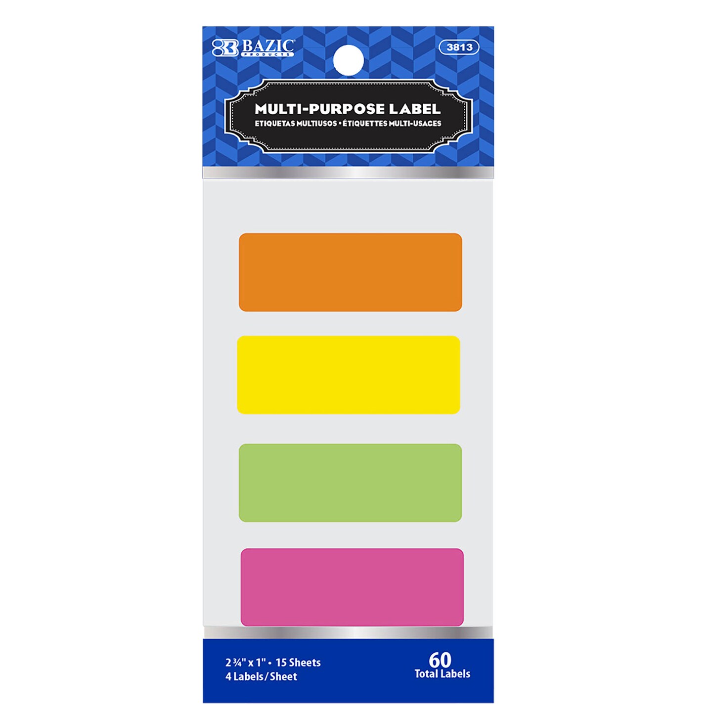 BAZIC Fluorescent Multipurpose Label 2 3/4&#x22; X 1&#x22; (60/Pack)