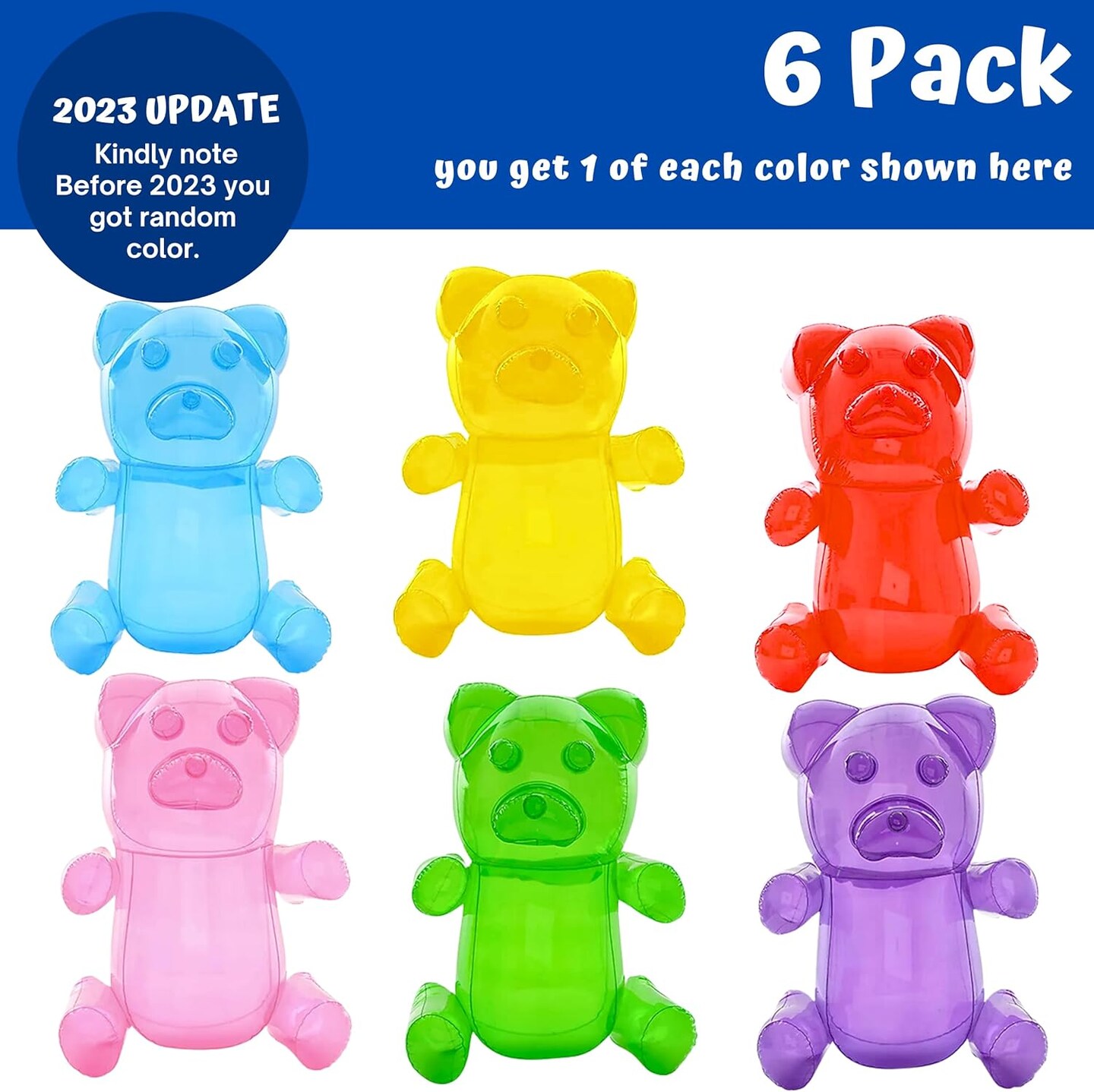 4E&#x27;s Novelty 6 Pack Inflatable Gummy Bears - 12&#x27;&#x27; Large Fun Gummy Bear Party Decorations, Colorful Gummy Bear Decor, Perfect Gummy Bear Party Favors