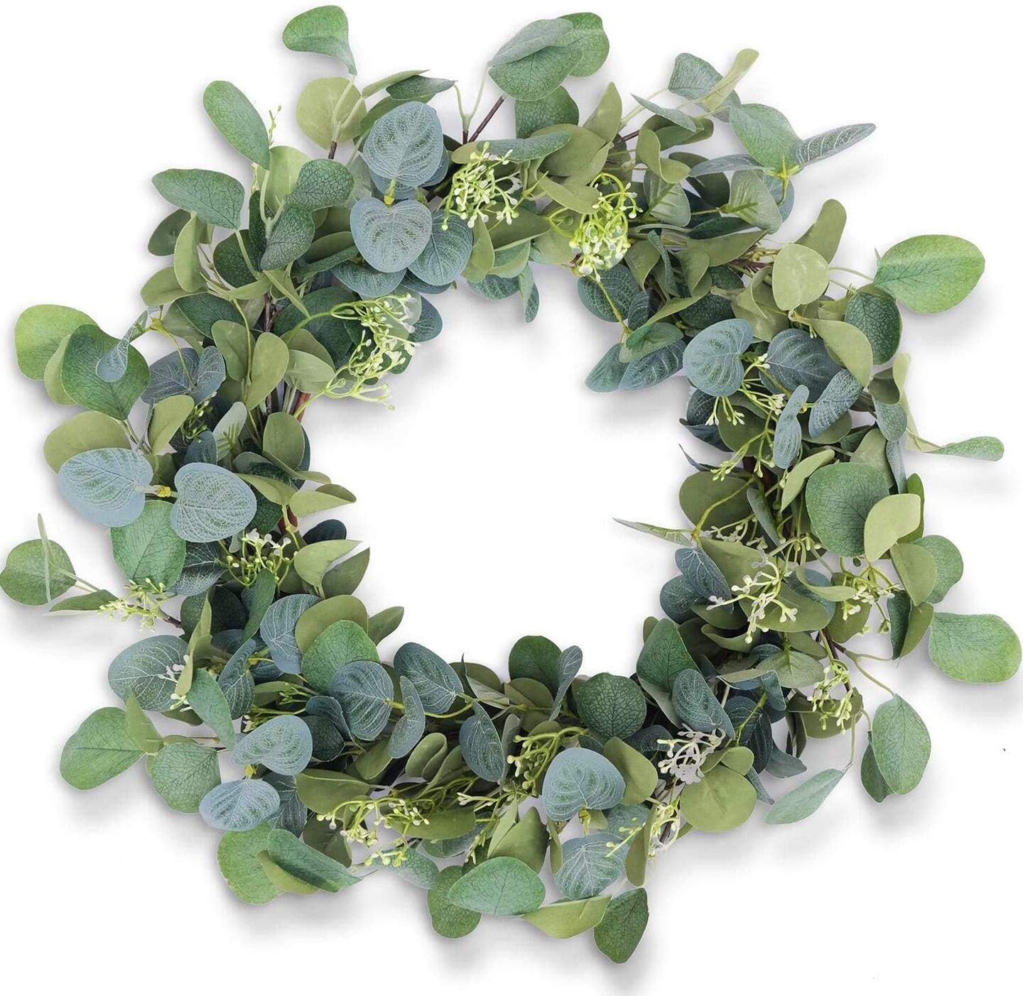 Eucalyptus Wreaths for Front Door 20", Handmade Green Leaves Wreath