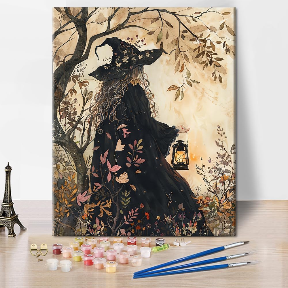 Paint by Numbers Kit for Adults, Forest Witch Paint by Numbers DIY Painting by Numbers for Adults Adults' Paint-by-Number Kits Witch Color by Numbers Crafts for Adults, 16 x20 Inch