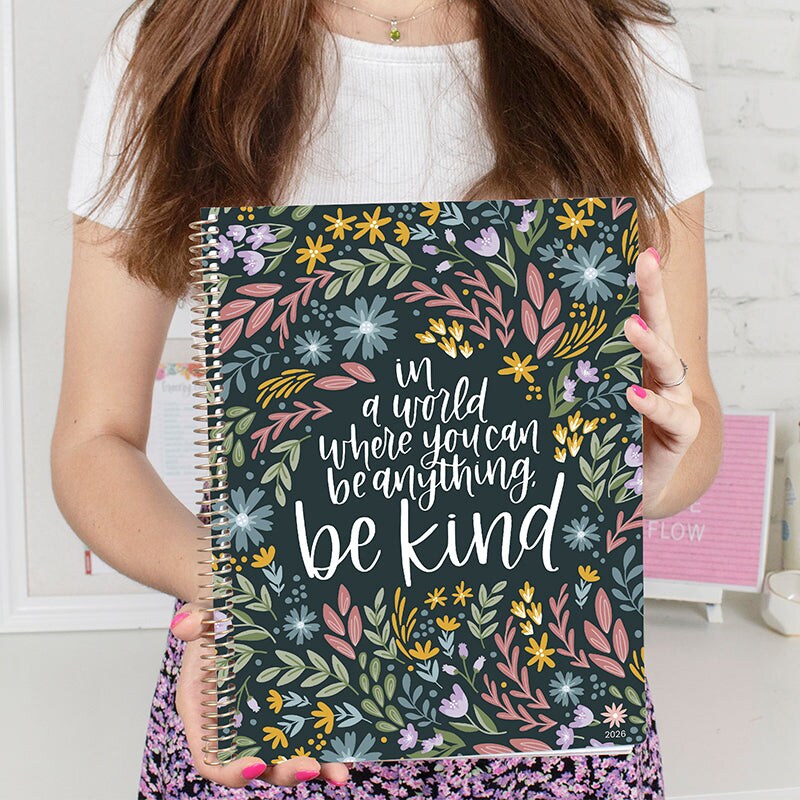 bloom daily planners 2026 Soft Cover Weekly &#x26; Monthly Planner, 8.5&#x22; x 11&#x22;, Be Kind