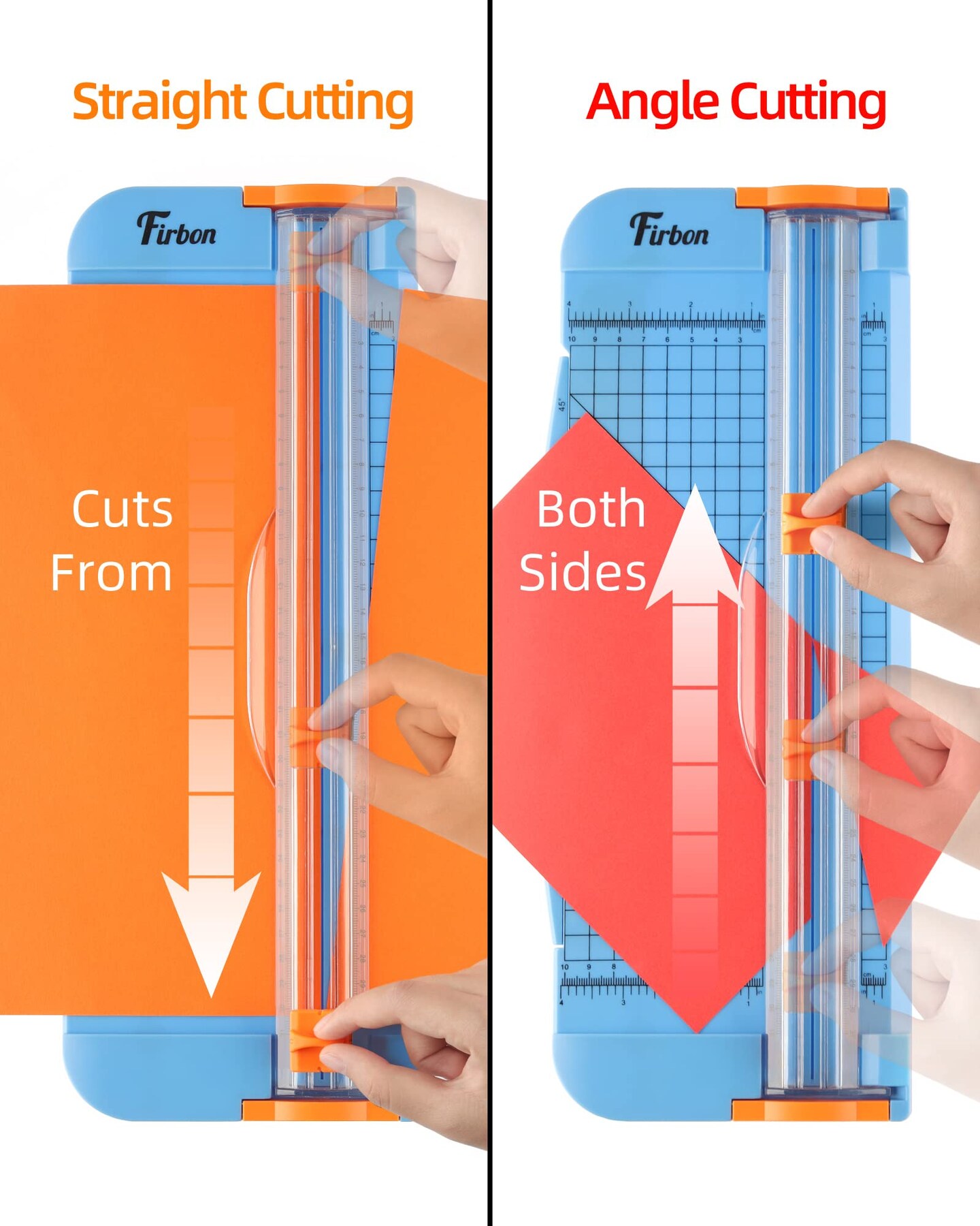 Firbon Blue A4 Paper Cutter Bundle with 5Pcs Refill Blades, 12 Inch Paper Trimmer with Side Ruler for Scrapbooking, Craft, Coupon, Label, Cardstock