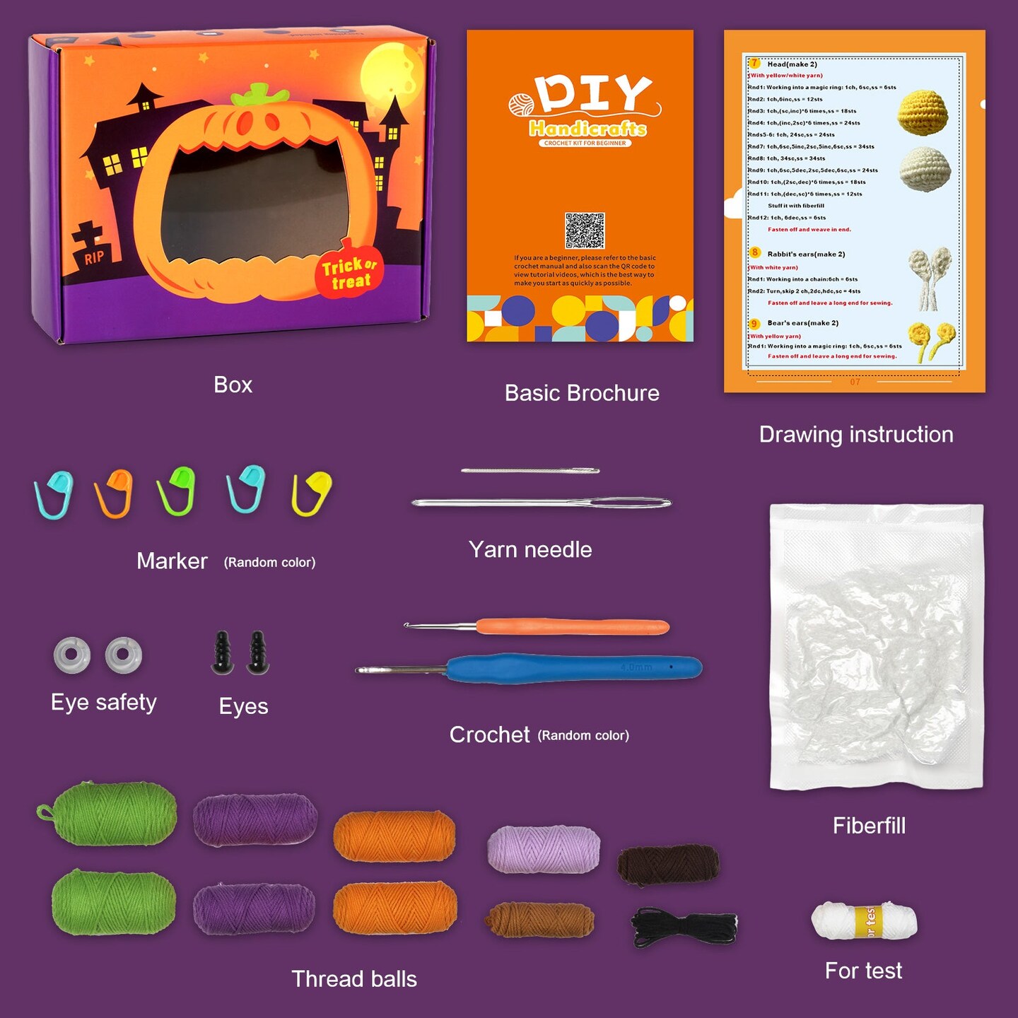 Little Witch House with Bat. Halloween Amigurumi DIY Crochet Kit Wizardi F07N8-M103