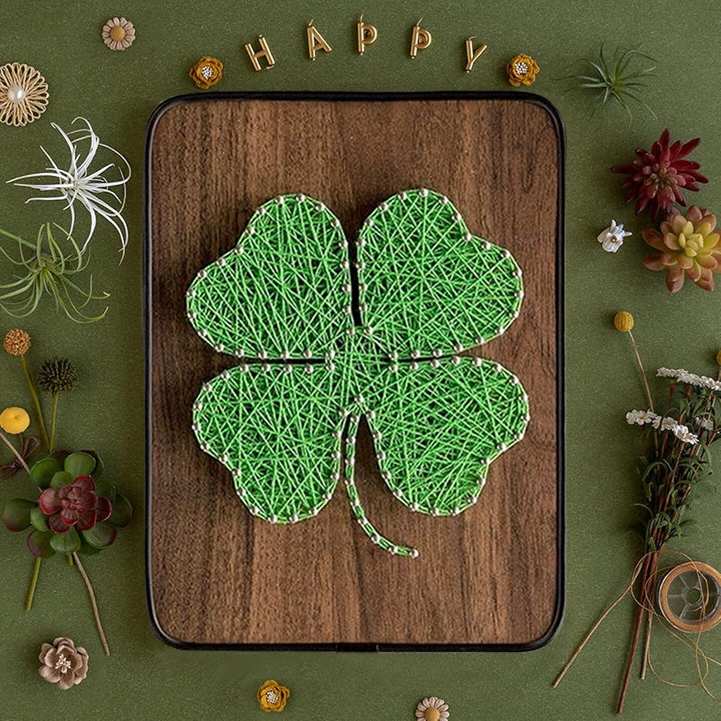 String Art DIY Kit - Four Leaf Clover. Wizardi Craft Kit F07-M12-3