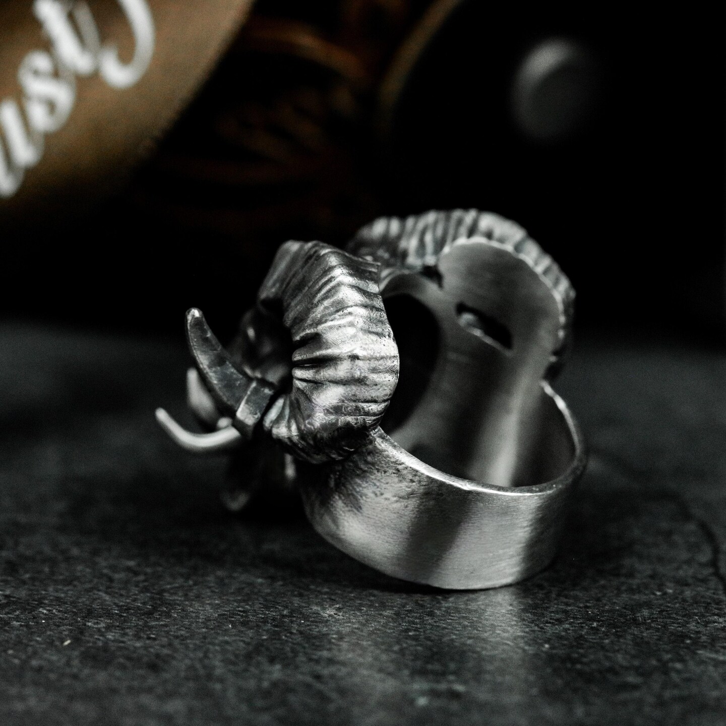 Double-Horned Demon Skull Ring - 925 Sterling Silver Handmade