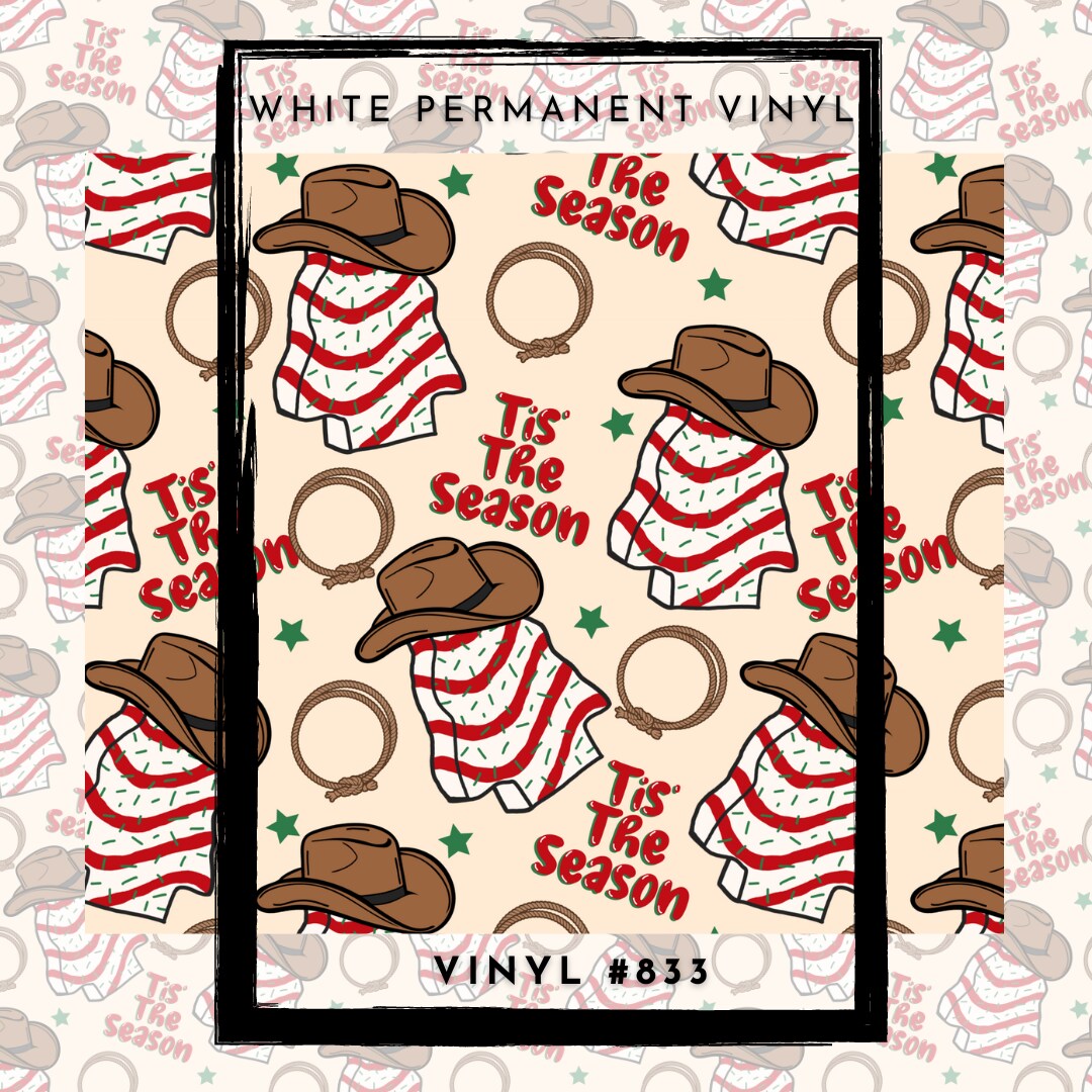 #833- Cowboy Christmas Tree Cake- 12x12 Pattern Vinyl