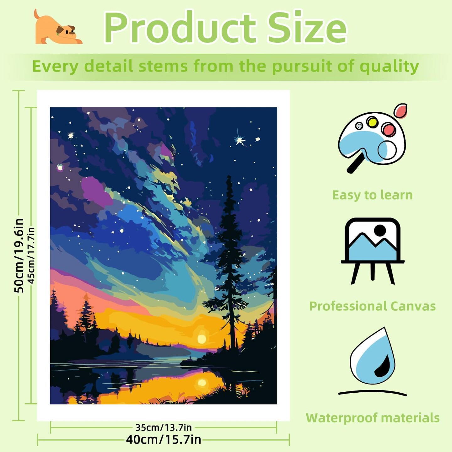Landscape Paint by Numbers Kit for Adults, Aurora Paint by Number Adult, Painting by Numbers for Gifts and Home Interior Decor 16x20 Inch