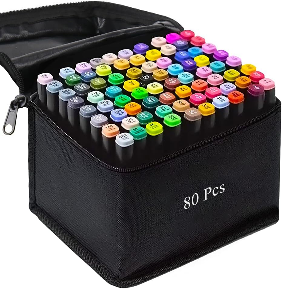 80 Colors Art Drawing Markers Set for Kids Adults Dual Tip