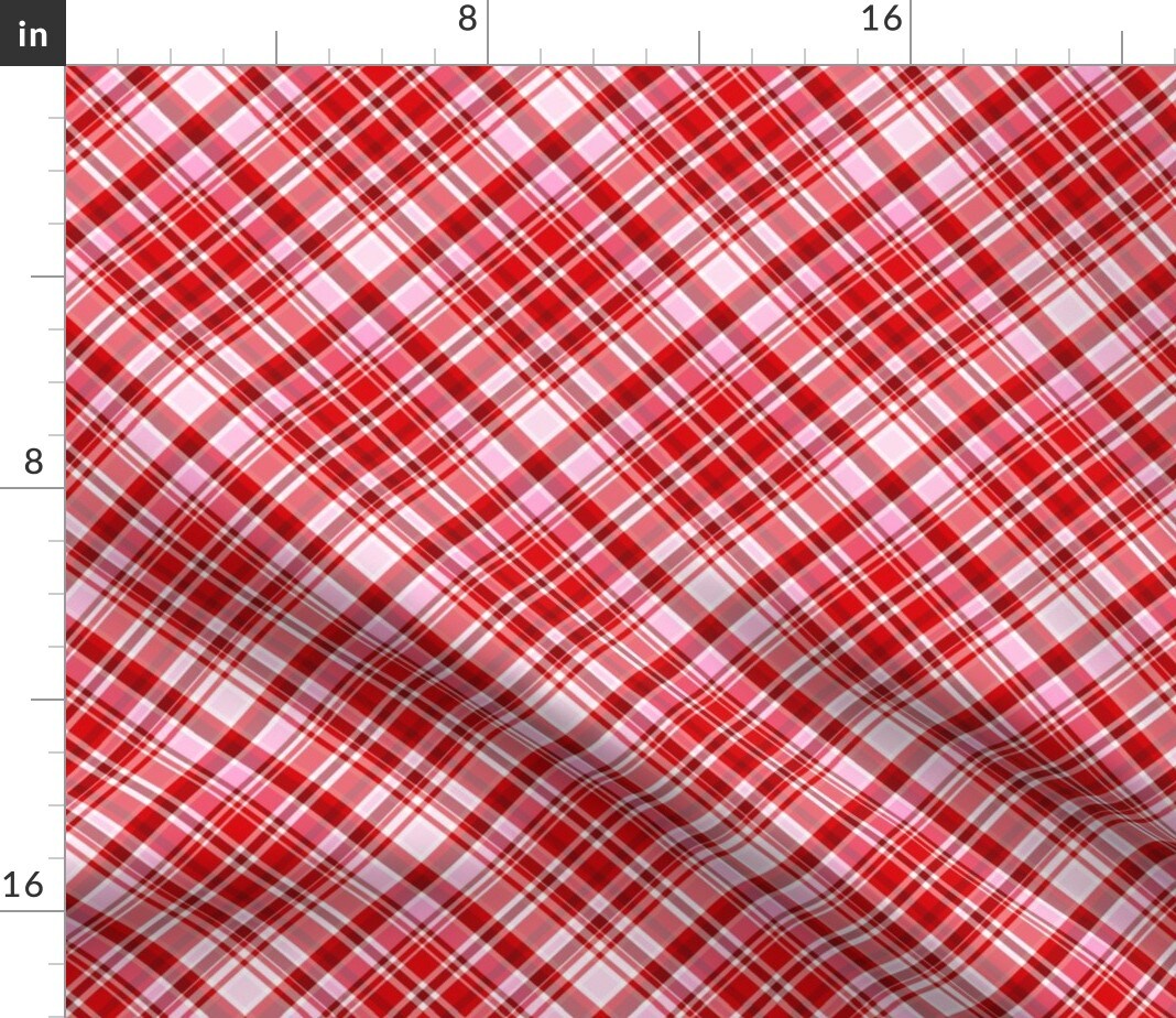 Day Plaid Red Pink Valentines Custom Printed Fabric by Spoonflower Various Fabrics by the Yard or Fat Quarter