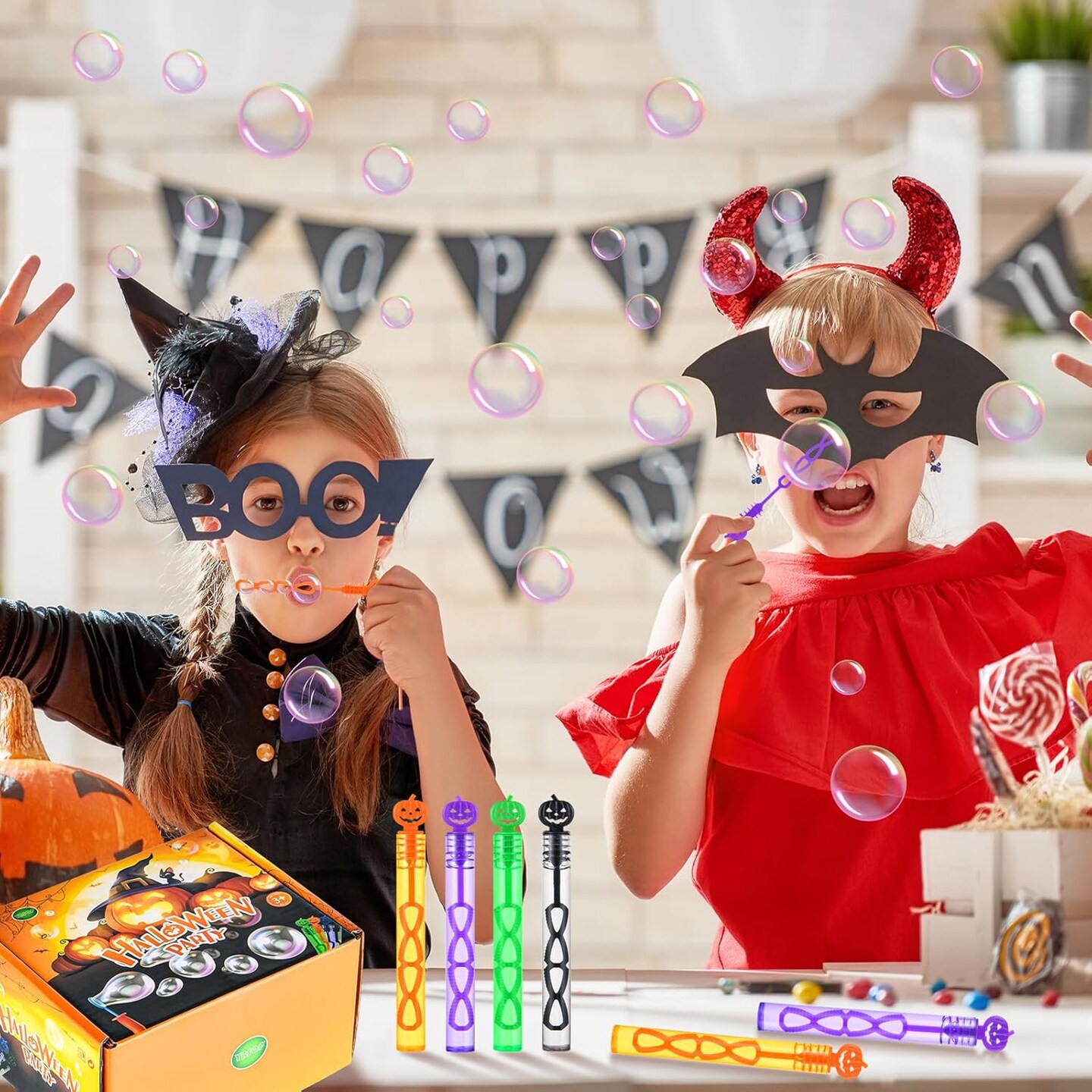 60 Pack Halloween Bubble Wands - Mini Bubble Toys