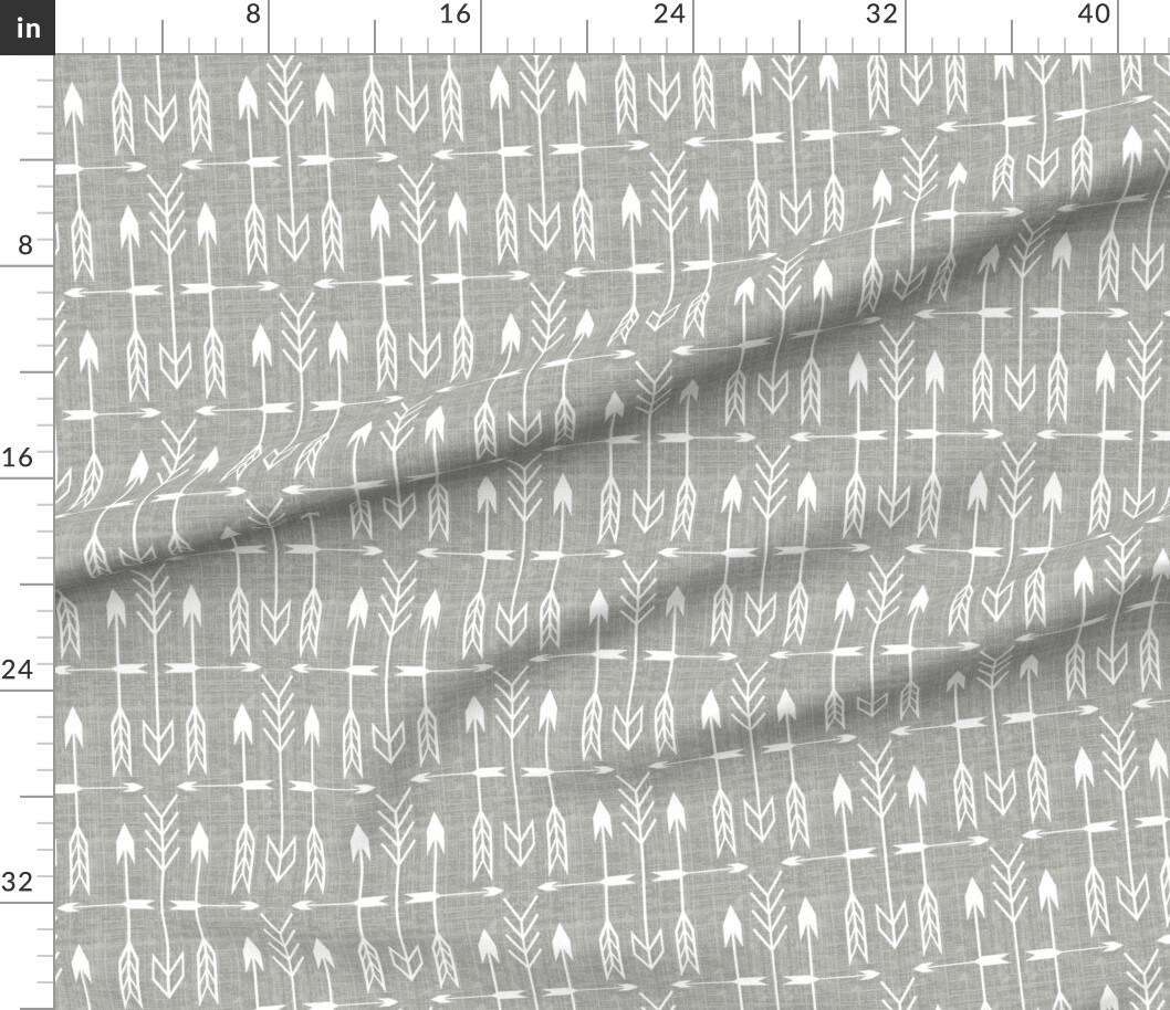 Various Fabrics by the Yard or Fat Quarter Archery Silver Arrow Pointer Gray Arrows Custom Printed Fabric by Spoonflower