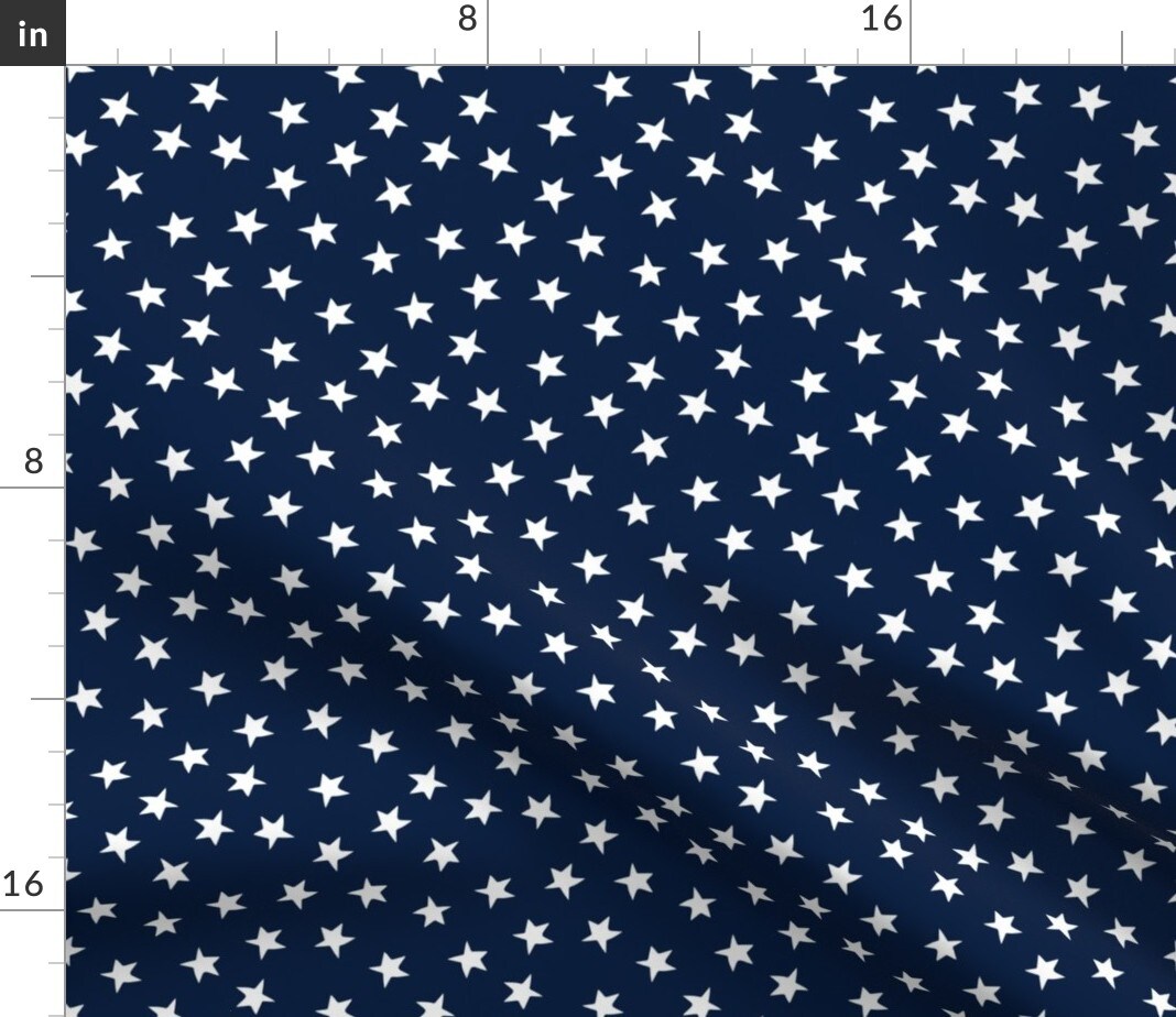 Stars Navy Blue White Patriotic Kids Night Sky Nursery America Decor Party Custom Printed Fabric by Spoonflower Various Fabrics by the Yard or Fat Quarter
