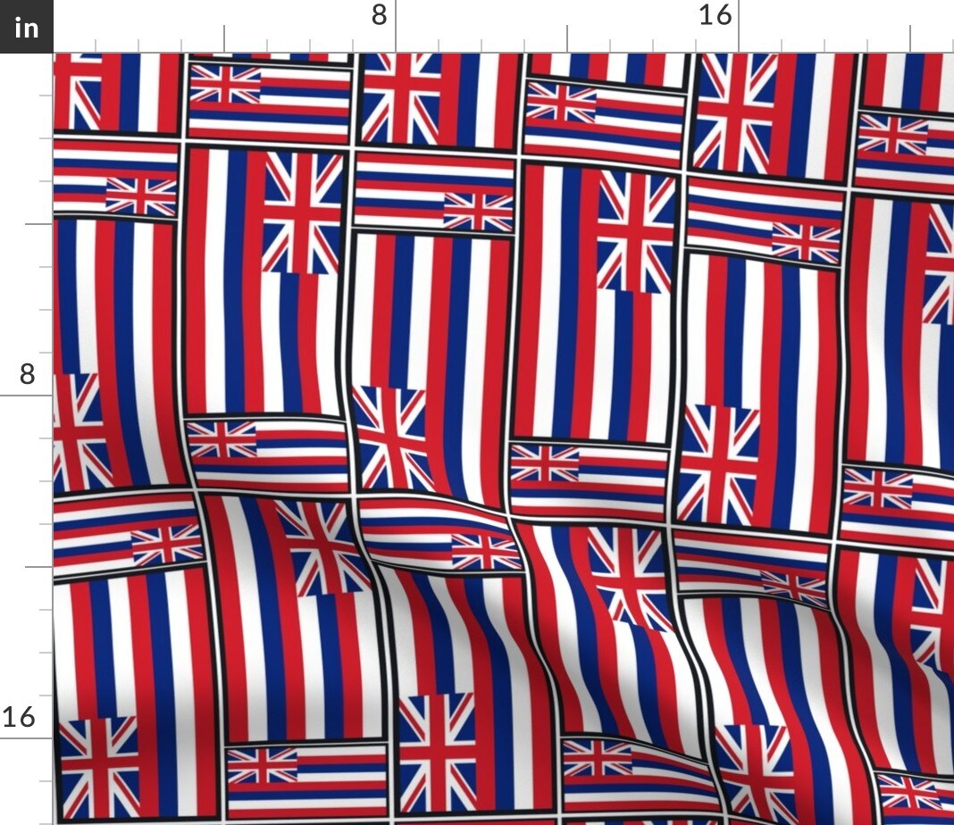 Hawaiian Flag White Blue Red Hawaii Custom Printed Fabric by Spoonflower Various Fabrics by the Yard or Fat Quarter