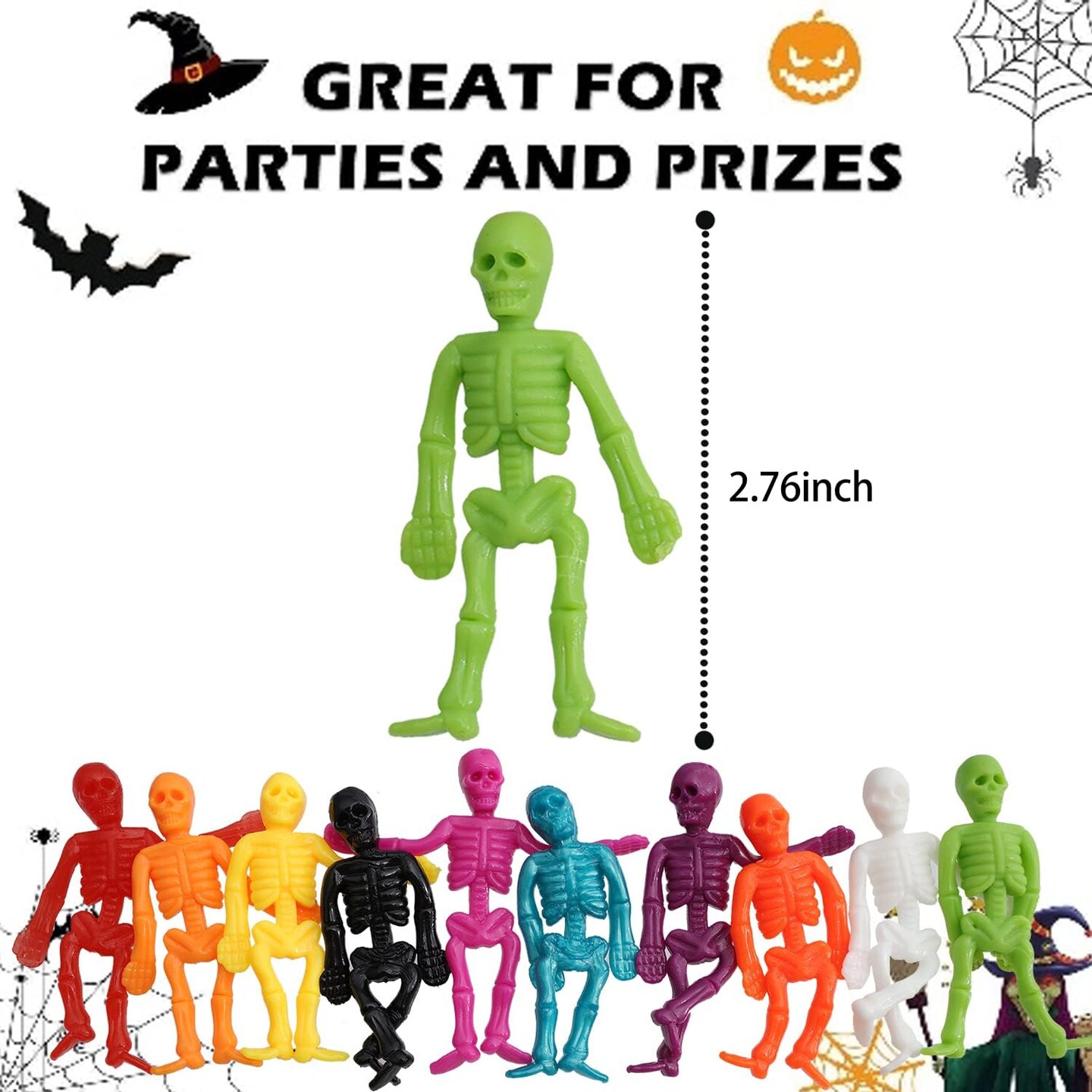 100 PCS Halloween Stretchy Skeleton Toys