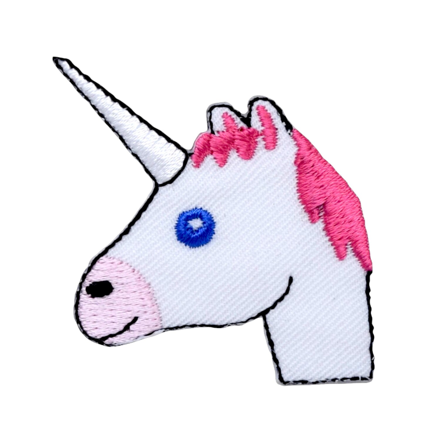 Unicorn with Pink Mane, Head, Face, Embroidered, Iron on Patch