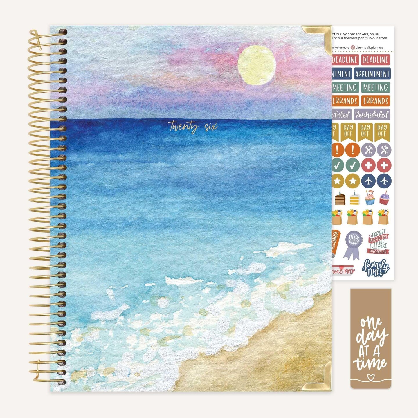 bloom daily planners 2026 Hard Cover Weekly & Monthly Planner, 8.5" x 11", Coastal Calm