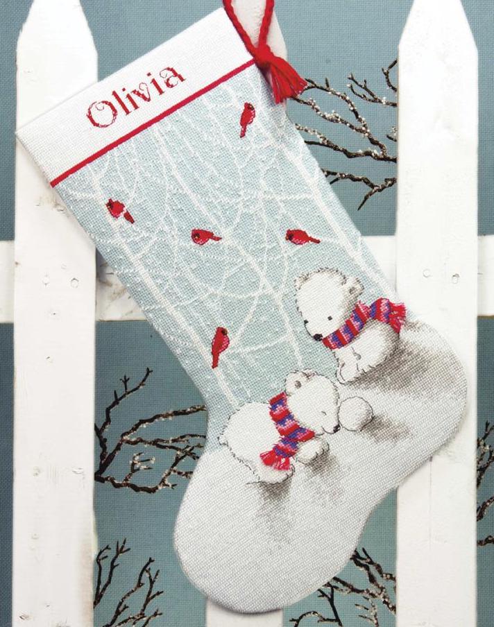DIY Dimensions Snow Bears Christmas Counted Cross Stitch Stocking Kit