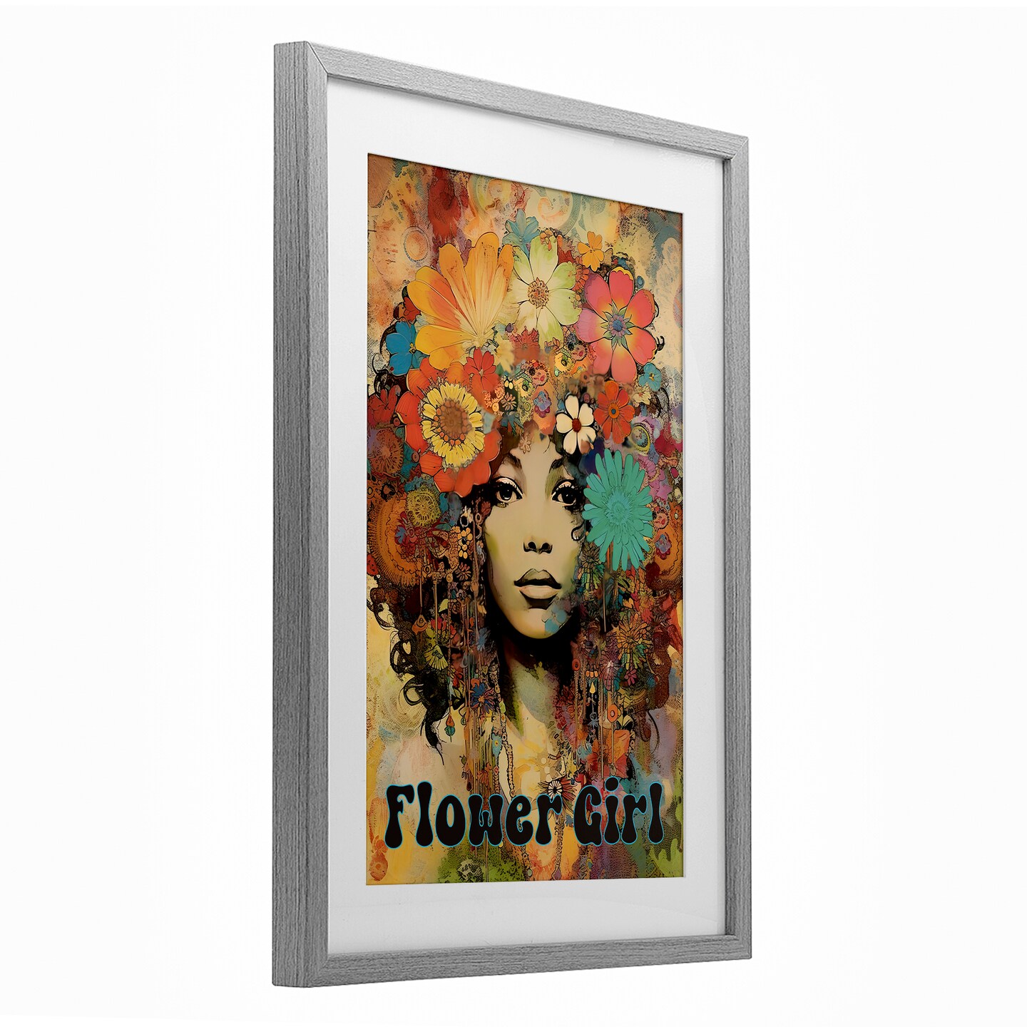 Stupell Industries Bohemian Flower Girl Framed Print Under Glass, design by Sasha