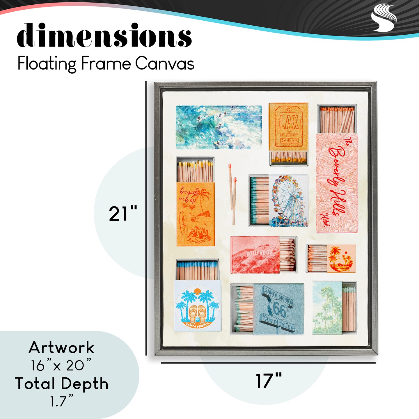 Stupell Industries California Beach Matchboxes Floating Frame, design by Ziwei Li